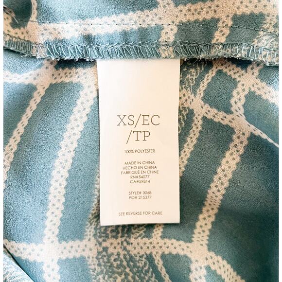 Cabi 3068 Windowpane Faux Wrap Blouse Blue White Plaid Top V-Neck Size XS - Picture 7 of 7